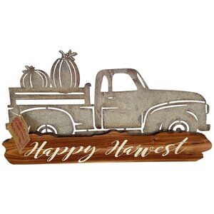 Rustic Happy Harvest Shelf Sitter Wood Metal Decor​​​​